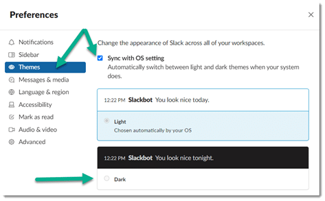 Slack Preference Window