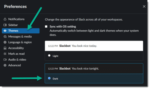 Slack Dark Mode Preferences