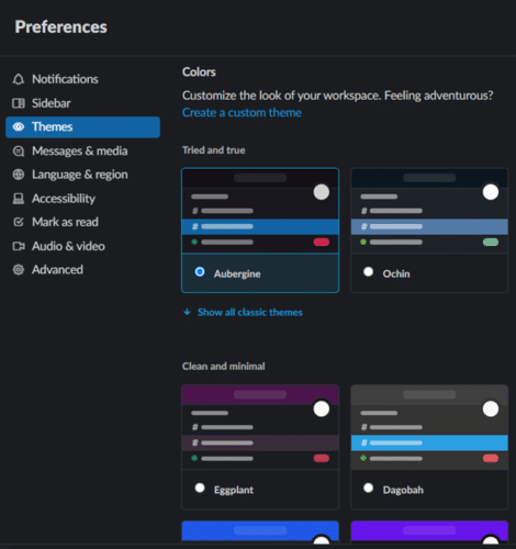 How to set up Slack Theme Colors